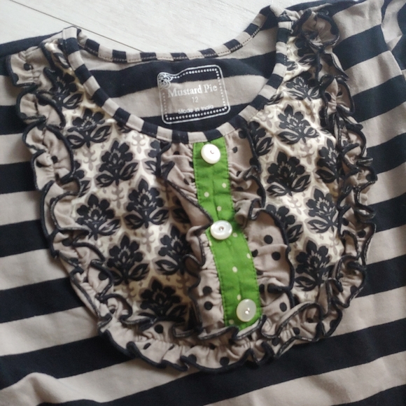 Mustard Pie EUC Holiday Top, Skirt, Triple Ruffle Leggings, dot Mesh Leggings - Picture 4 of 15